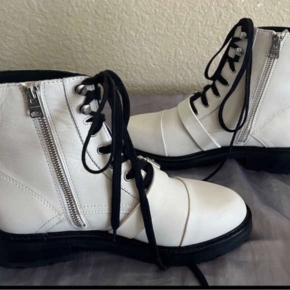 All Saints Donita White Leather Combat Boots NEW 9 - Picture 7 of 11